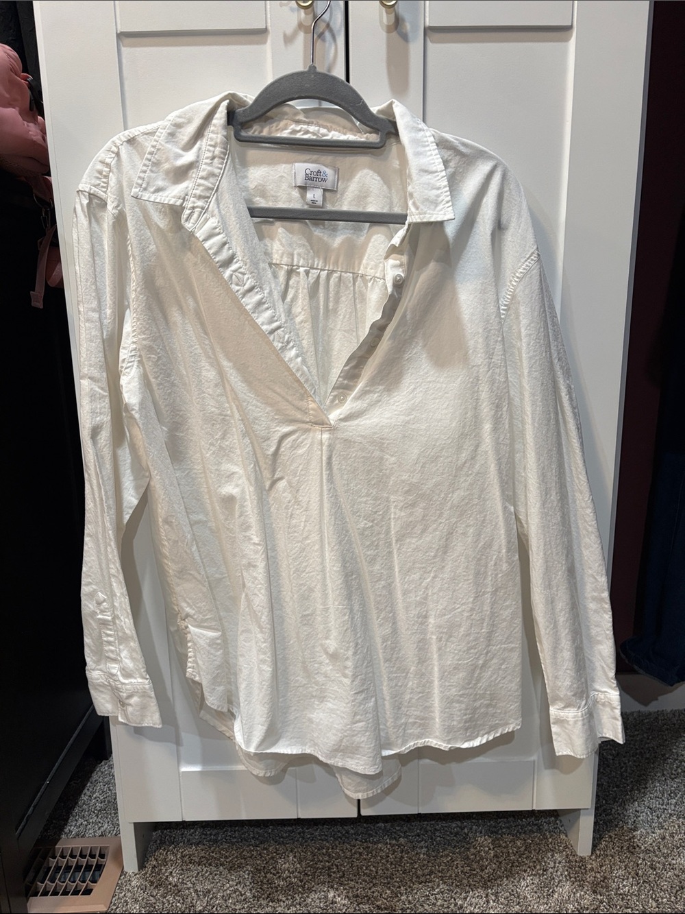 croft & barrow Ivory Button-Down Long Sleeve Blouse